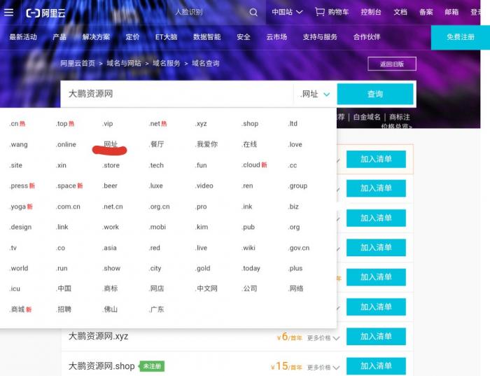 图片[1]-阿里云免费撸一个价值2千多元 .网址 .餐厅 后缀域名-灵感源码社区