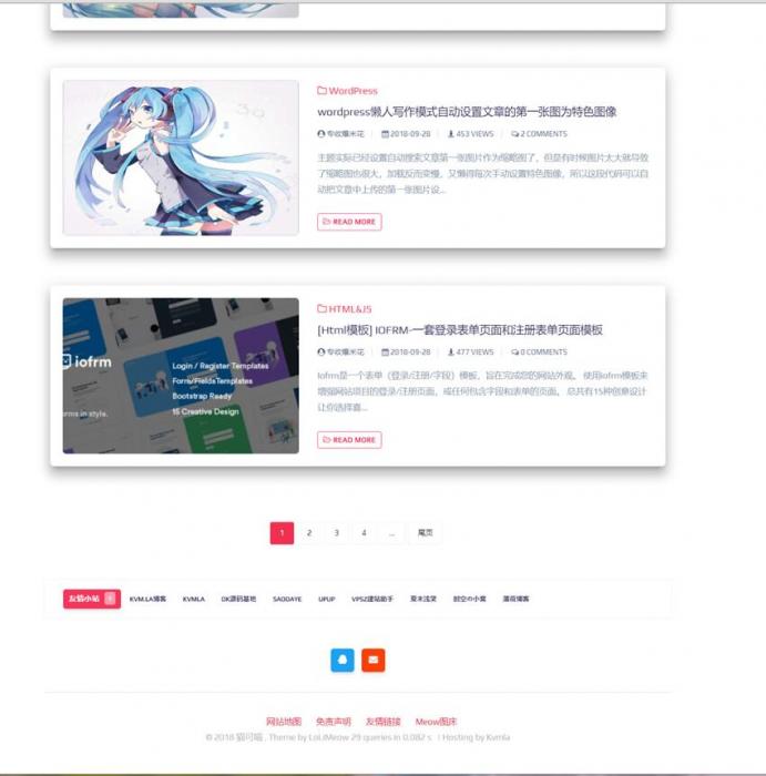 wordpress响应式猫可喵lolimeow,可做个人博客主题模板-灵感源码社区